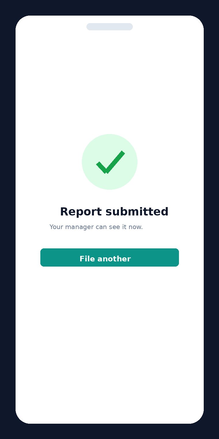 Daily Sales Report confirmation screen after a visit is submitted